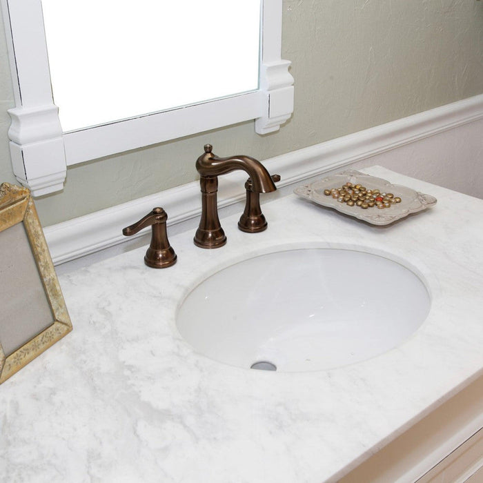 Bellaterra Home 42" 2-Door White Freestanding Vanity Set With White Ceramic Undermount Sink and White Marble Top