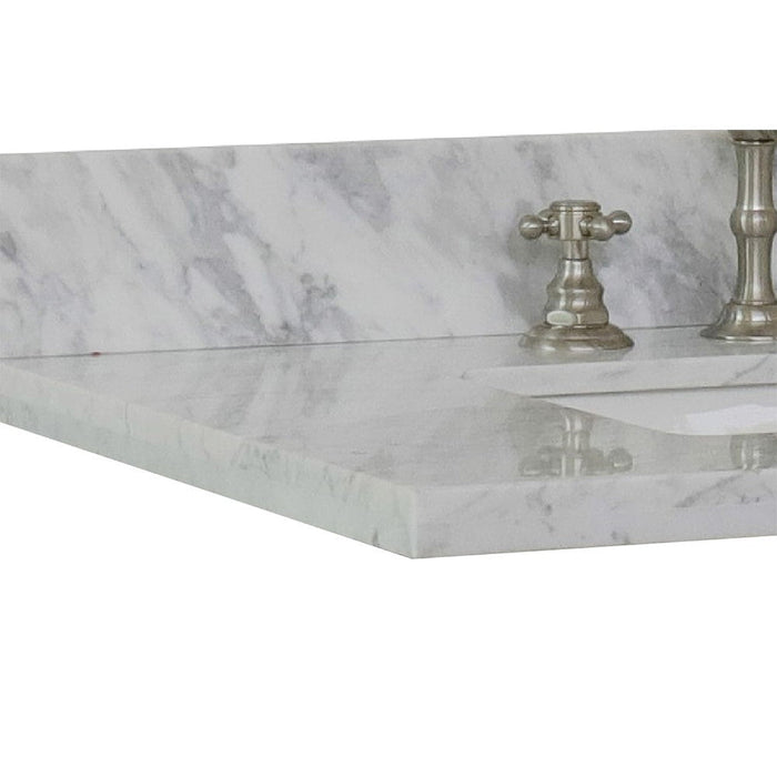 Bellaterra Home 430002-49-WMR 49" x 22" White Carrara Marble Three Hole Vanity Top With Undermount Rectangular Sink and Overflow
