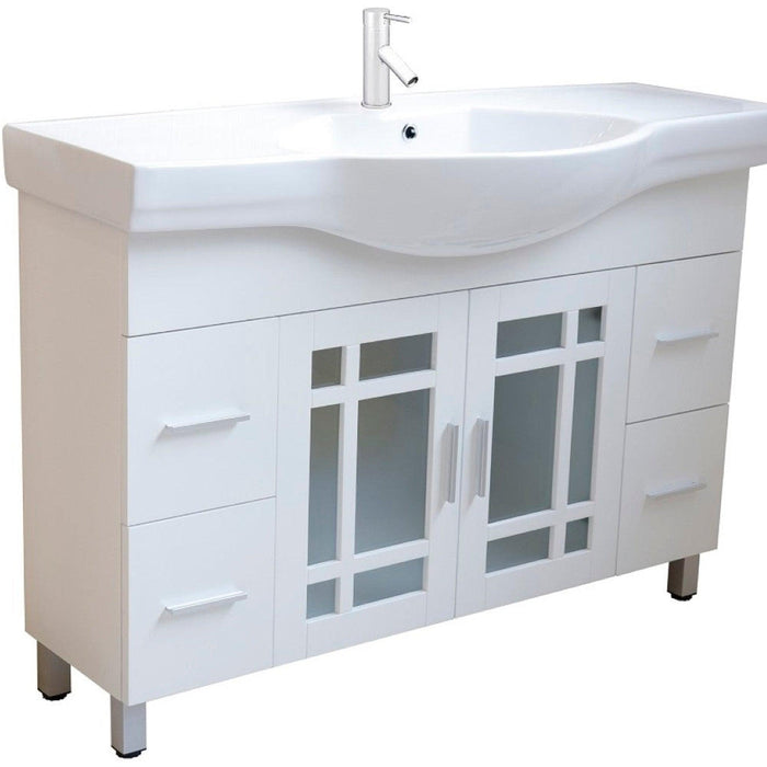 Bellaterra Home 48" 2-Door 4-Drawer White Freestanding Vanity Set With White Ceramic Euro Sink and White Ceramic Top