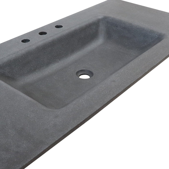 Bellaterra Home 49" x 22" Black Concrete Three Hole Vanity Top With Integrated Rectangular Sink