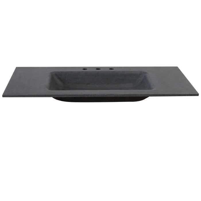 Bellaterra Home 49" x 22" Black Concrete Three Hole Vanity Top With Integrated Rectangular Sink