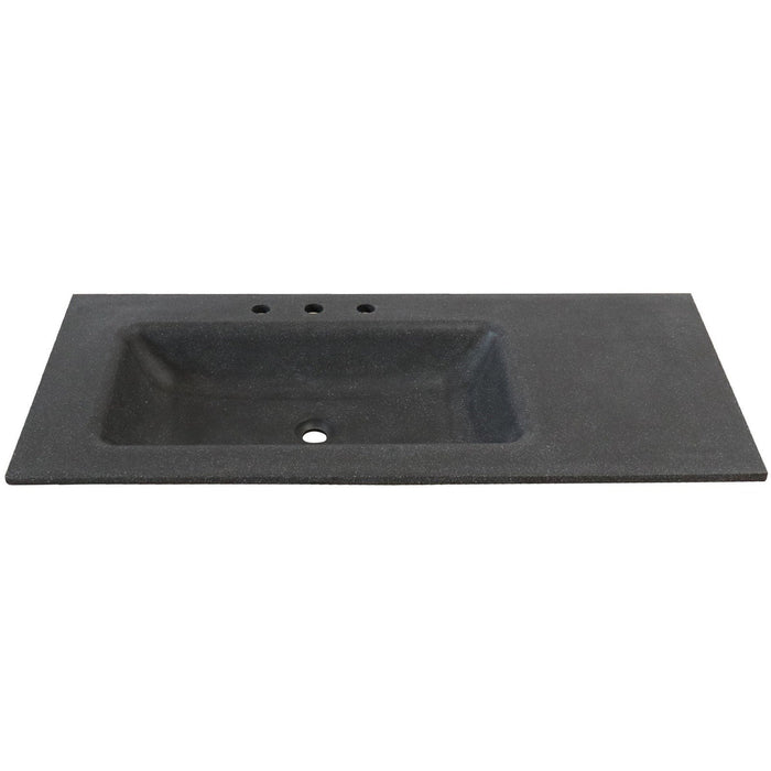 Bellaterra Home 49" x 22" Black Concrete Three Hole Vanity Top With Left Offset Integrated Rectangular Sink