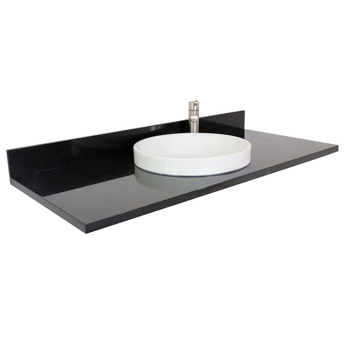 Bellaterra Home 49" x 22" Black Galaxy Vanity Top With Semi-recessed Round Sink and Overflow
