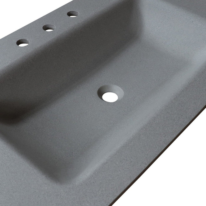 Bellaterra Home 49" x 22" Gray Concrete Three Hole Vanity Top With Integrated Rectangular Sink
