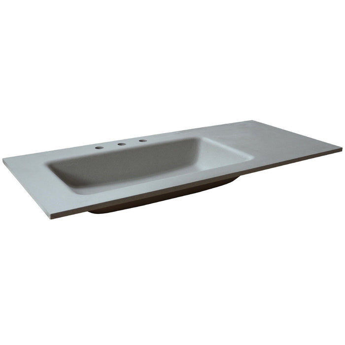 Bellaterra Home 49" x 22" Gray Concrete Three Hole Vanity Top With Left Offset Integrated Rectangular Sink