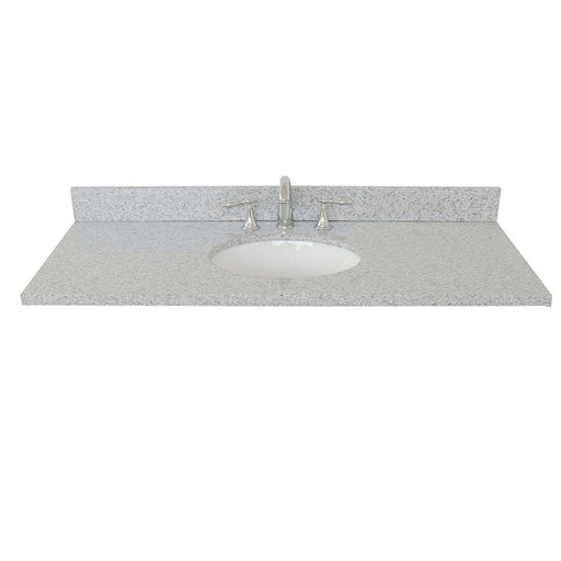 Bellaterra Home 49" x 22" Gray Granite Three Hole Vanity Top With Undermount Oval Sink and Overflow