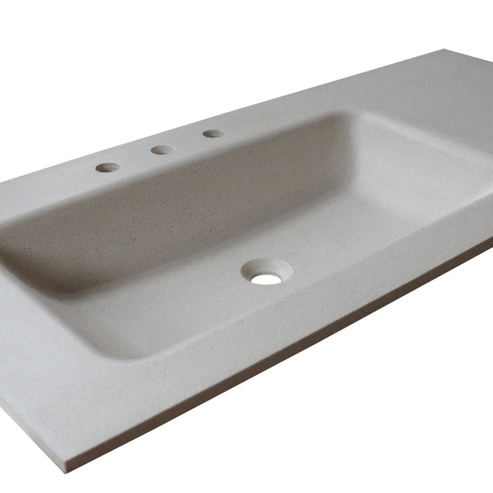 Bellaterra Home 49" x 22" Slate White Concrete Three Hole Vanity Top With Left Offset Integrated Rectangular Sink