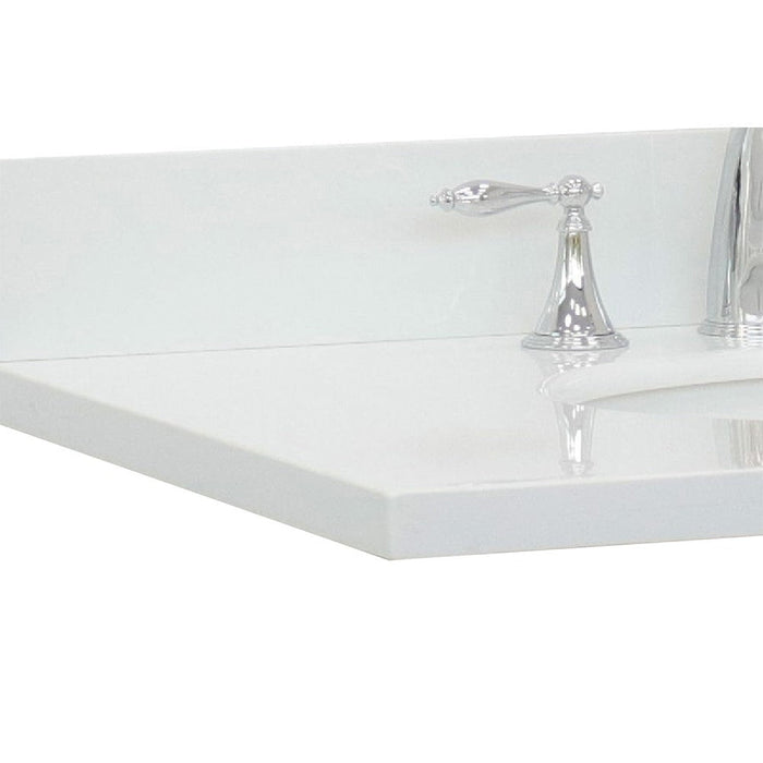 Bellaterra Home 49" x 22" White Quartz Three Hole Vanity Top With Undermount Oval Sink and Overflow