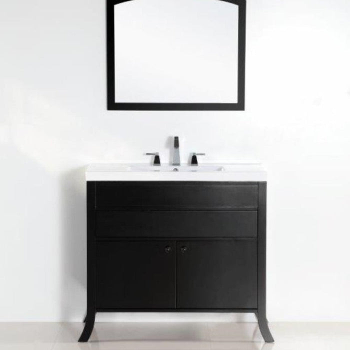 Bellaterra Home 500823B 36" 2-Door 1-Drawer Espresso Freestanding Vanity Set With Ceramic Integrated Sink and Ceramic Top