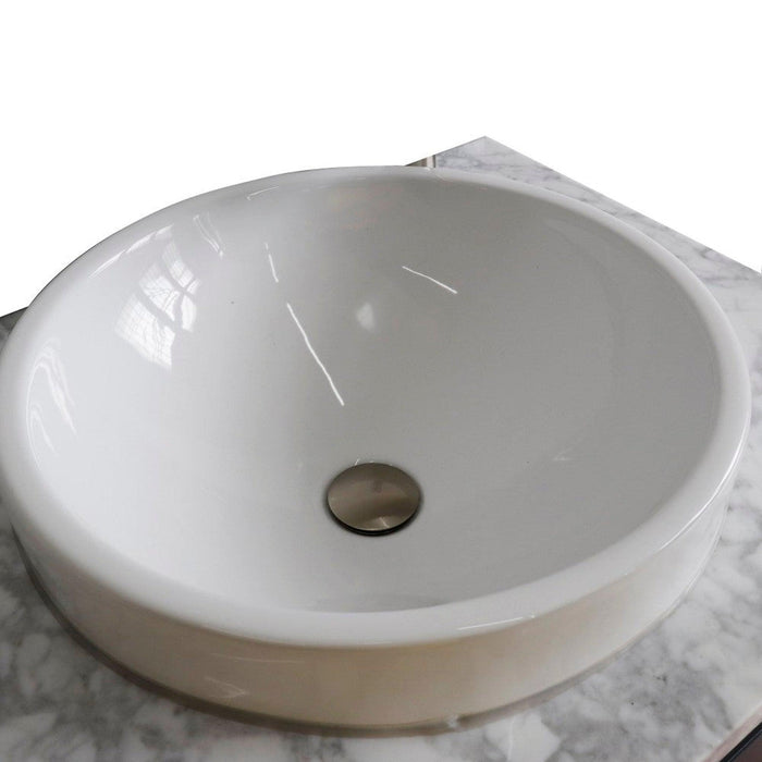 Bellaterra Home 61" x 22" White Carrara Marble Vanity Top With Double Semi-recessed Round Sink and Overflow