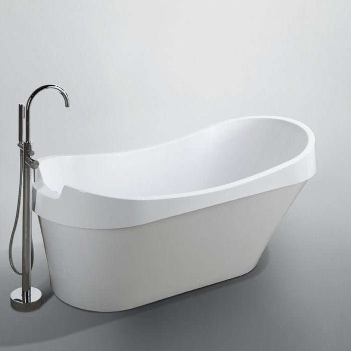 Bellaterra Home Barletta 66" x 30" Glossy White Oval Acrylic Freestanding Slipper Soaking Bathtub