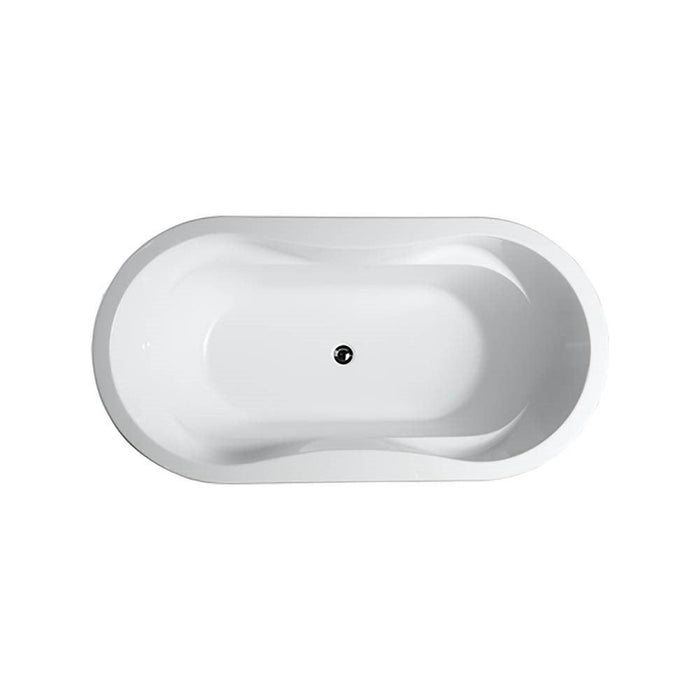 Bellaterra Home Brescia 65" x 24" Glossy White Oval Acrylic Freestanding Soaking Bathtub