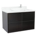 Bellaterra Home Cafe 37" 2-Door 1-Drawer Cappuccino Wall-Mount Vanity Set With Ceramic Vessel Sink and White Quartz Top