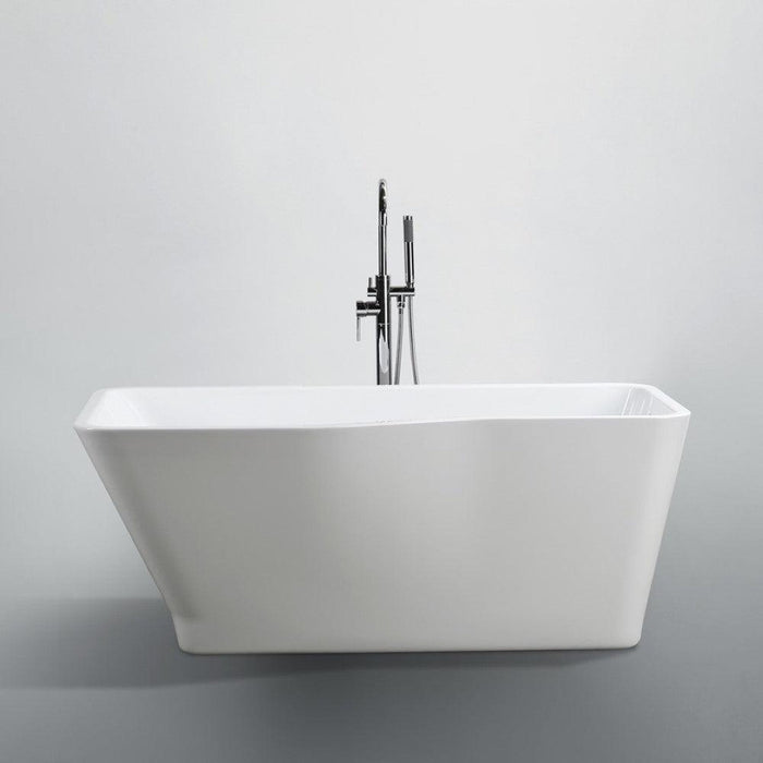 Bellaterra Home Florence 59" x 24" Glossy White Rectangle Acrylic Freestanding Soaking Bathtub