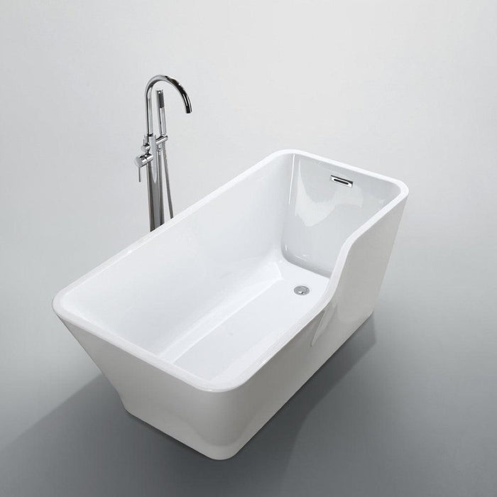 Bellaterra Home Florence 59" x 24" Glossy White Rectangle Acrylic Freestanding Soaking Bathtub