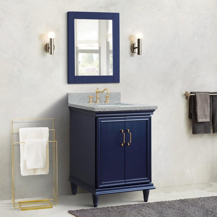 Bellaterra Home Forli 25" 2-Door 1-Drawer Blue Freestanding Vanity Set With Ceramic Undermount Rectangular Sink And Gray Granite Top