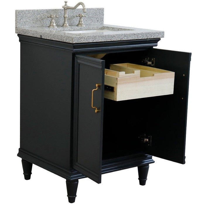 Bellaterra Home Forli 25" 2-Door 1-Drawer Dark Gray Freestanding Vanity Set With Ceramic Undermount Rectangular Sink And Gray Granite Top