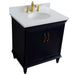 Bellaterra Home Forli 31" 2-Door 1-Drawer Blue Freestanding Vanity Set With Ceramic Undermount Oval Sink And White Quartz Top