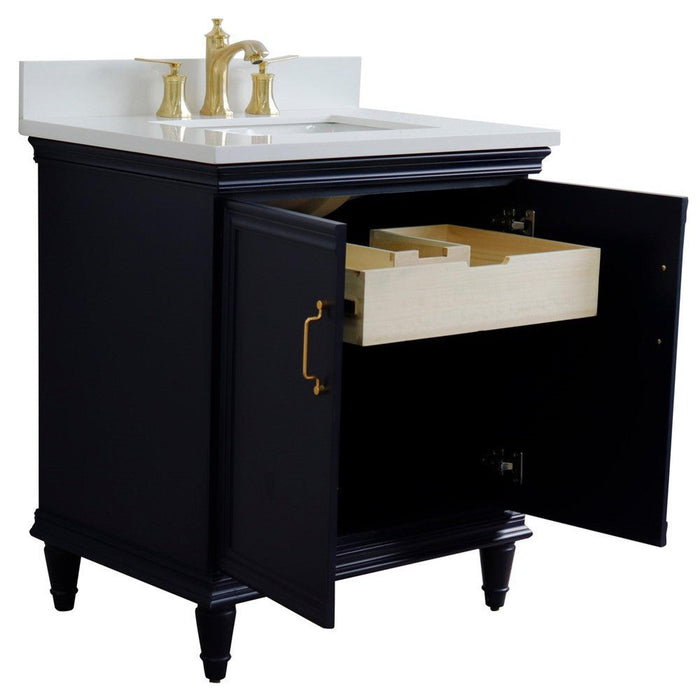 Bellaterra Home Forli 31" 2-Door 1-Drawer Blue Freestanding Vanity Set With Ceramic Undermount Rectangular Sink And White Quartz Top