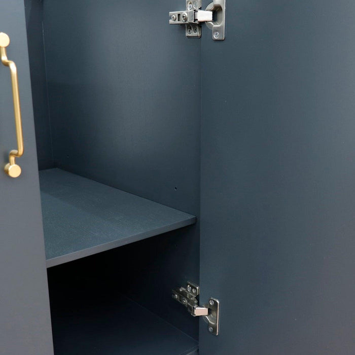 Bellaterra Home Forli 37" 2-Door 3-Drawer Dark Gray Freestanding Vanity Set With Ceramic Left Offset Undermount Oval Sink and White Quartz Top, and Left Door Cabinet