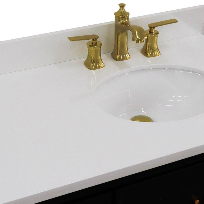 Bellaterra Home Forli 37" 2-Door 3-Drawer Dark Gray Freestanding Vanity Set With Ceramic Right Offset Undermount Oval Sink and White Quartz Top, and Right Door Cabinet
