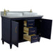 Bellaterra Home Forli 49" 2-Door 3-Drawer Blue Freestanding Vanity Set With Ceramic Double Vessel Sink and Gray Granite Top