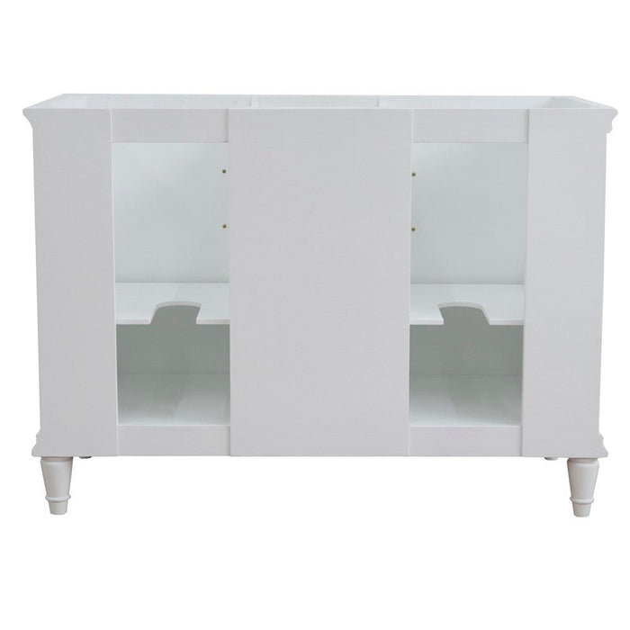 Bellaterra Home Forli 49" 2-Door 3-Drawer White Freestanding Vanity Set With Ceramic Double Undermount Oval Sink and White Carrara Marble Top