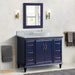 Bellaterra Home Forli 49" 2-Door 6-Drawer Blue Freestanding Vanity Set With Ceramic Vessel Sink and White Carrara Marble Top