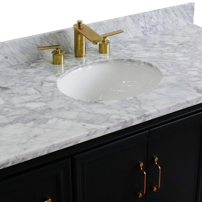 Bellaterra Home Forli 49" 2-Door 6-Drawer Dark Gray Freestanding Vanity Set With Ceramic Undermount Oval Sink and White Carrara Marble Top