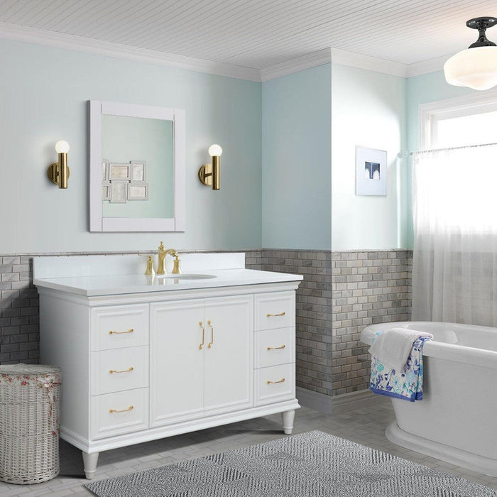 Bellaterra Home Forli 61" 2-Door 6-Drawer White Freestanding Vanity Set With Ceramic Undermount Oval Sink and White Quartz Top