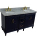 Bellaterra Home Forli 61" 4-Door 3-Drawer Blue Freestanding Vanity Set With Ceramic Double Undermount Oval Sink and Gray Granite Top