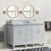 Bellaterra Home Forli 61" 4-Door 3-Drawer White Freestanding Vanity Set With Ceramic Double Vessel Sink and Gray Granite Top
