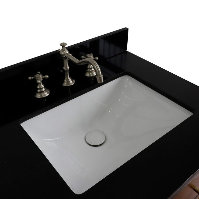Bellaterra Home Imola 61" 2-Door 4-Drawer 2-Shelf Walnut and Black Freestanding Vanity Set With Ceramic Double Undermount Rectangular Sink and Black Galaxy Granite Top
