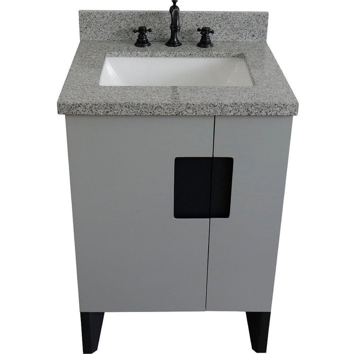 Bellaterra Home Kolb 25" 2-Door 1-Drawer Light Gray Freestanding Vanity Set With Ceramic Undermount Rectangular Sink and Gray Granite Top