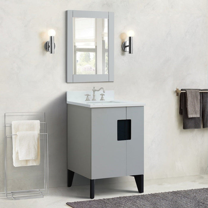 Bellaterra Home Kolb 25" 2-Door 1-Drawer Light Gray Freestanding Vanity Set With Ceramic Undermount Rectangular Sink and White Quartz Top
