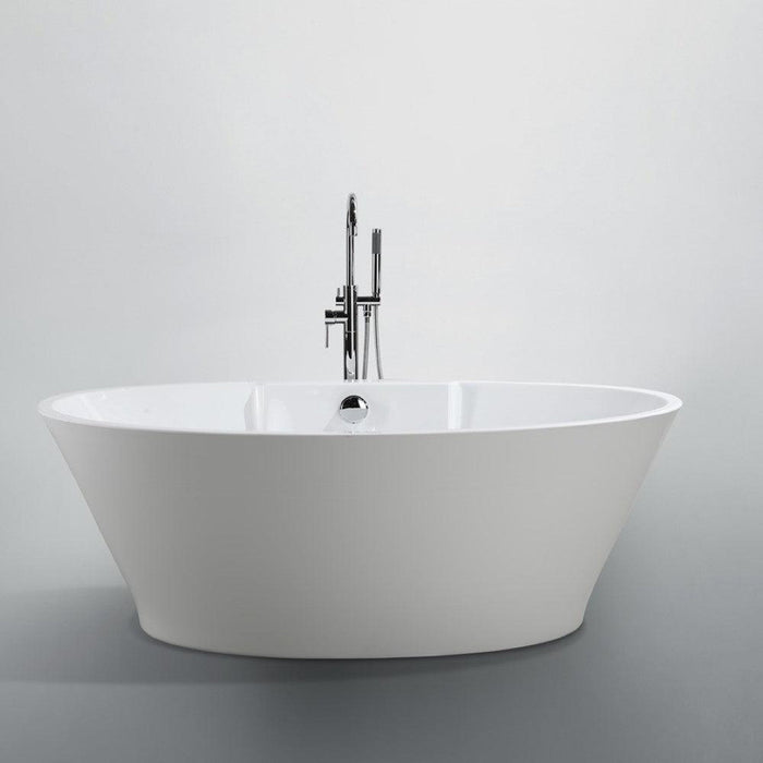 Bellaterra Home Lecce 67" x 24" Glossy White Oval Acrylic Freestanding Soaking Bathtub