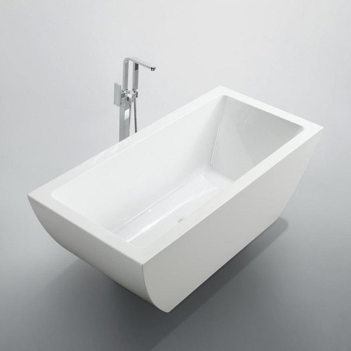 Bellaterra Home Livorno 59" x 24" Glossy White Rectangle Acrylic Freestanding Soaking Bathtub