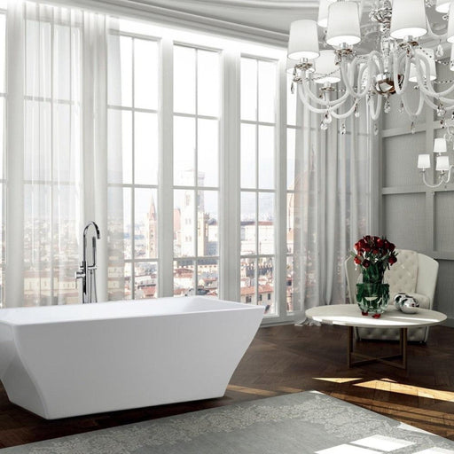 Bellaterra Home Messina 71" x 23" Glossy White Rectangle Acrylic Freestanding Soaking Bathtub