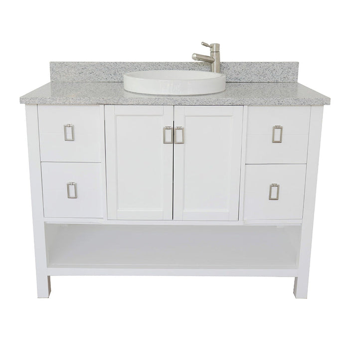 Bellaterra Home Monterey 49" 2-Door 4-Drawer White Freestanding Vanity Set With Ceramic Vessel Sink and Gray Granite Top