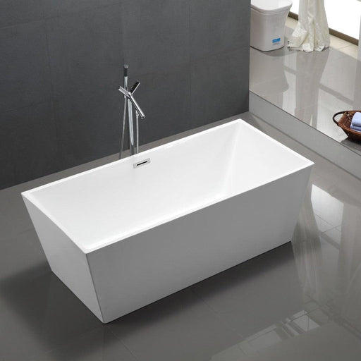 Bellaterra Home Odessa 67" x 24" Glossy White Rectangle Acrylic Freestanding Soaking Bathtub
