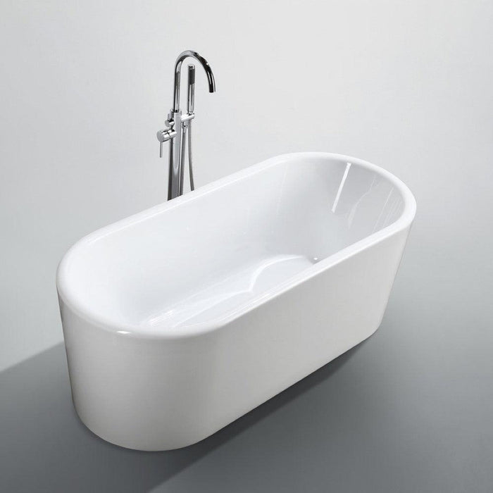 Bellaterra Home Padua 63" x 23" Glossy White Oval Acrylic Freestanding Soaking Bathtub