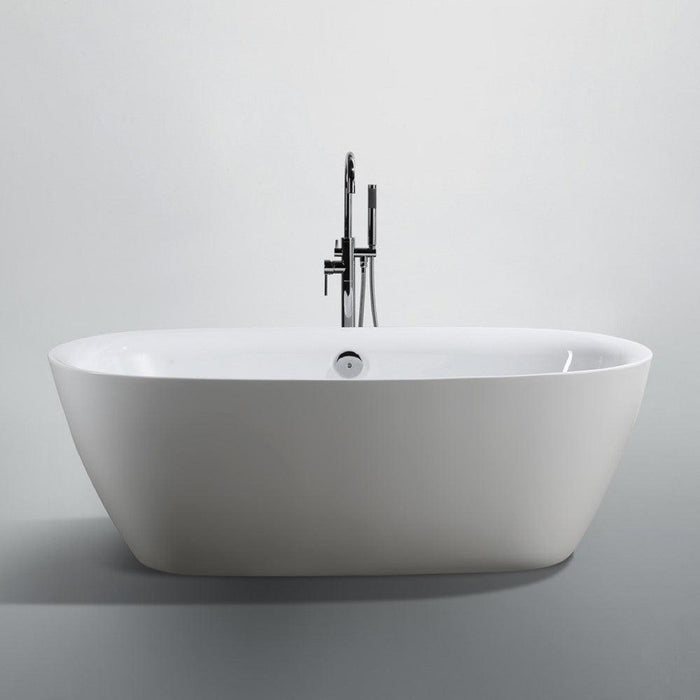 Bellaterra Home Palermo 67" x 24" Glossy White Oval Acrylic Freestanding Soaking Bathtub