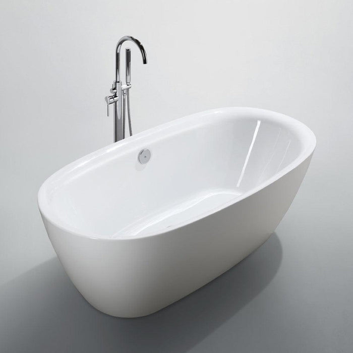 Bellaterra Home Palermo 67" x 24" Glossy White Oval Acrylic Freestanding Soaking Bathtub