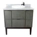 Bellaterra Home Paris 37" 2-Door 1-Drawer Linen Gray Freestanding Vanity Set With Ceramic Vessel Sink and Gray Granite Top