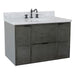 Bellaterra Home Paris 37" 2-Door 1-Drawer Linen Gray Wall-Mount Vanity Set With Ceramic Undermount Oval Sink and White Carrara Marble Top