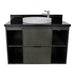 Bellaterra Home Paris Exposed 37" 1-Drawer Linen Gray Wall-Mount Vanity Set With Ceramic Vessel Sink and Black Galaxy Top