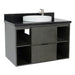 Bellaterra Home Paris Exposed 37" 1-Drawer Linen Gray Wall-Mount Vanity Set With Ceramic Vessel Sink and Black Galaxy Top
