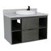 Bellaterra Home Paris Exposed 37" 1-Drawer Linen Gray Wall-Mount Vanity Set With Ceramic Vessel Sink and Gray Granite Top