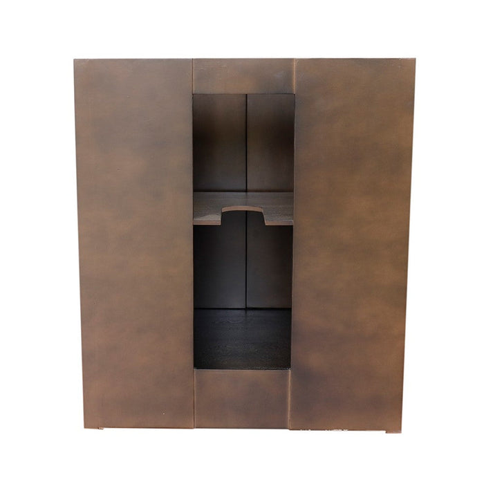 Bellaterra Home Plantation 31" 2-Door Brown Ash Freestanding Vanity Set With Ceramic Undermount Oval Sink and White Quartz Top