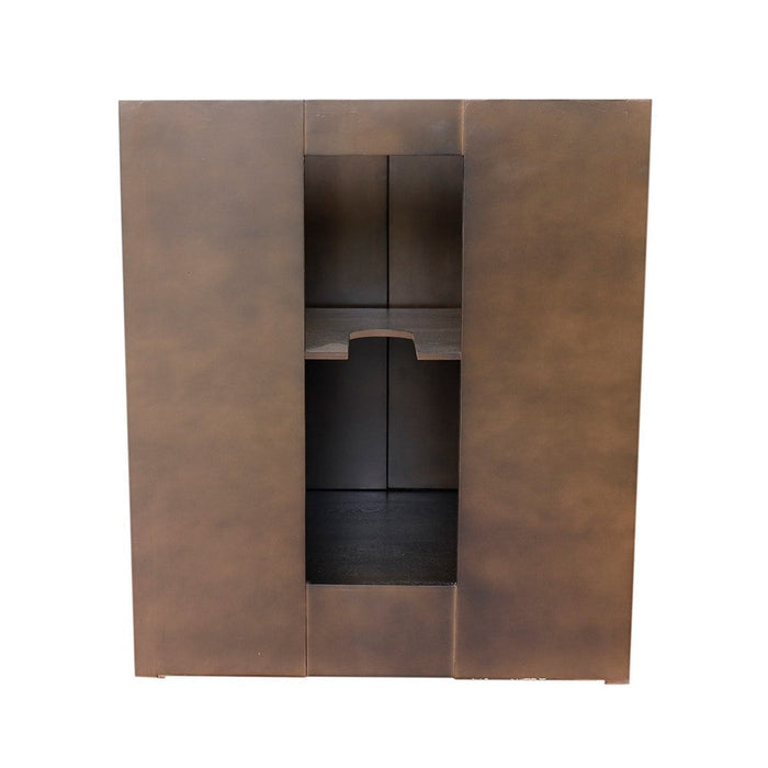 Bellaterra Home Plantation 31" 2-Door Brown Ash Freestanding Vanity Set With Ceramic Undermount Rectangular Sink and Black Galaxy Top